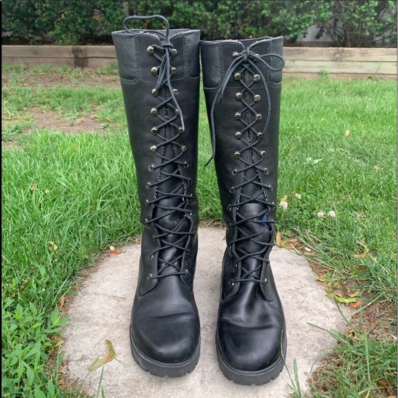 SOLD Vintage Timberland Tall Lace-Up Combat Boots - Picture 6 of 16